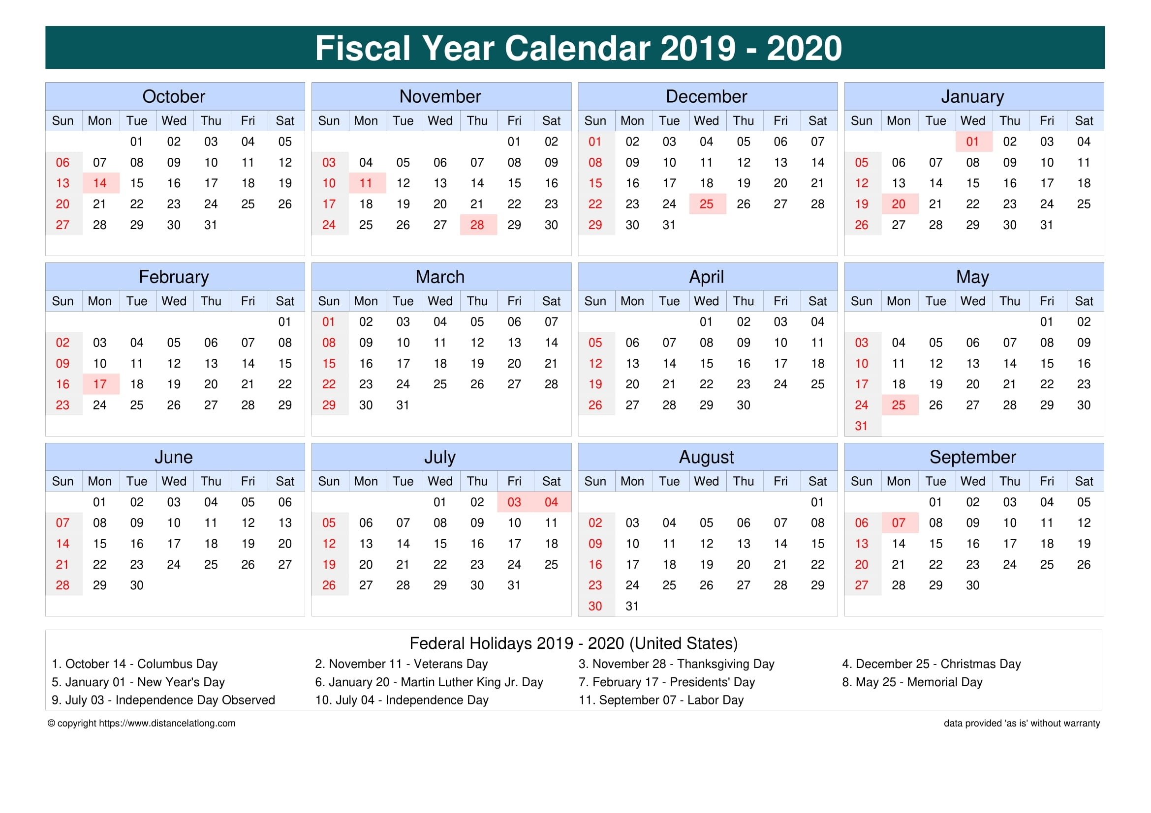 Printable 2020 Fiscal Calendar | Calendar Template 2020 throughout Free Printable Fiscal Year Calendar