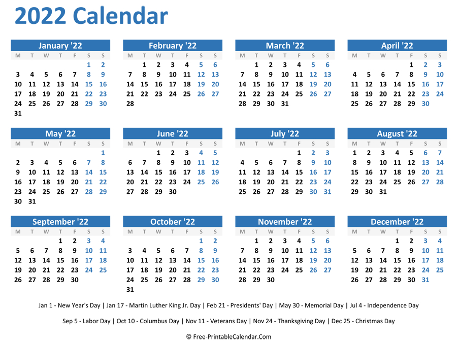 Printable 2022 Calendar With Canadian Holidays | Free Letter Templates intended for Free Google 2022 Calendar Printable