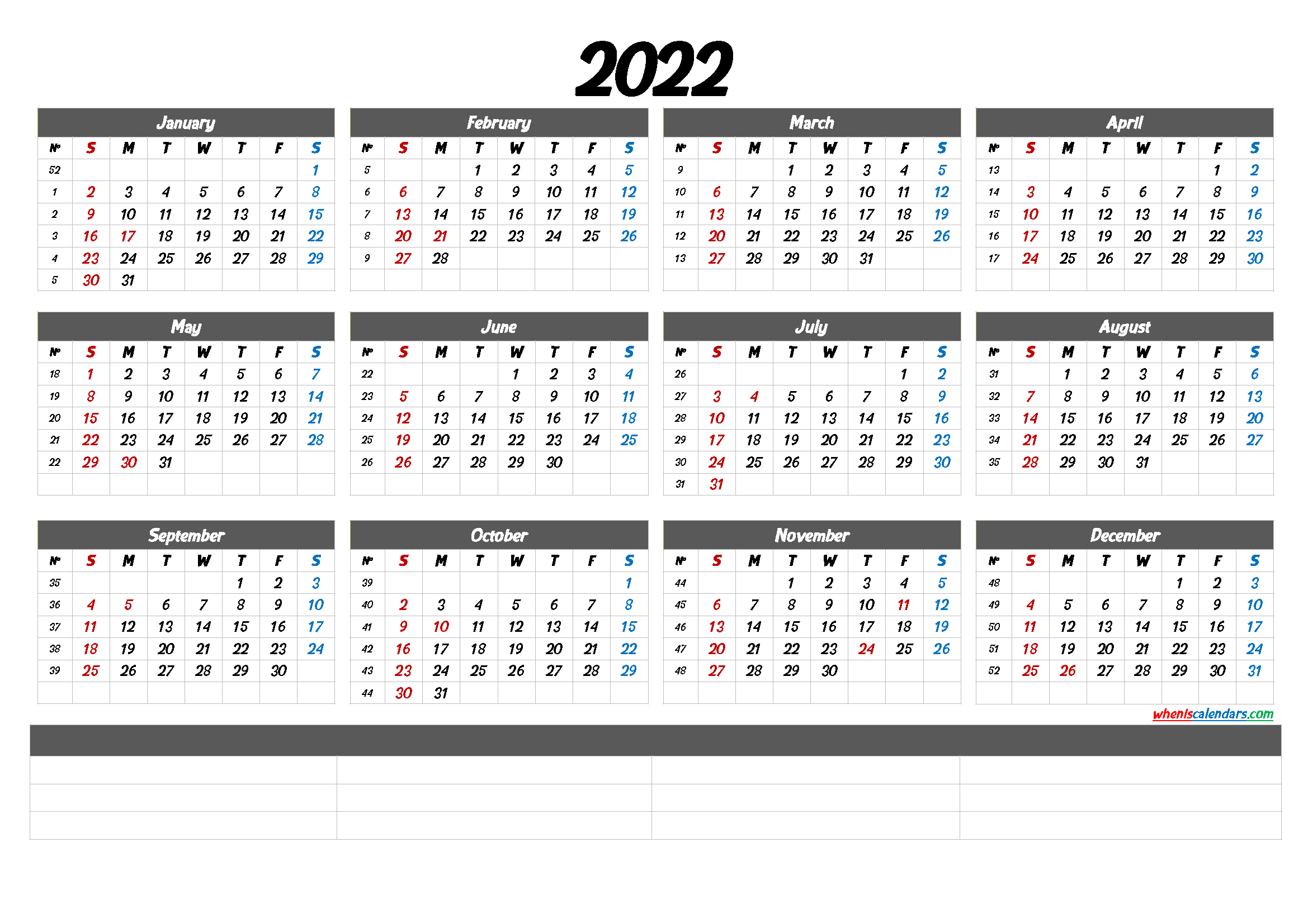 Printable 2022 Yearly Calendar With Week Numbers  2022 Calendar Printable pertaining to Time And Date Calendar 2022 Printable