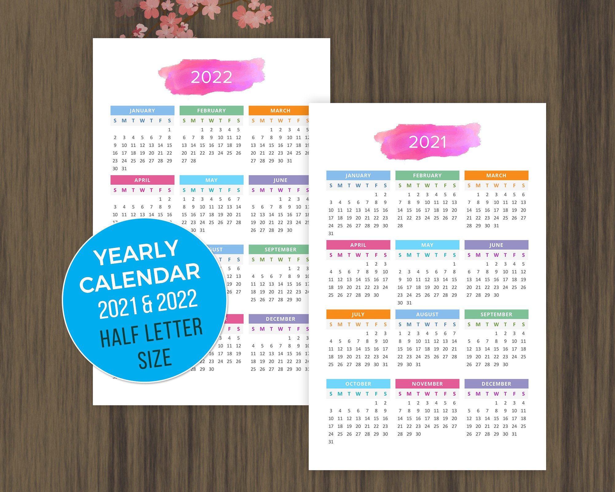 Printable Calendar 2021 2022 Desktop Calendar Yearly Wall | Etsy within 2022 Desk Top Calendar Free