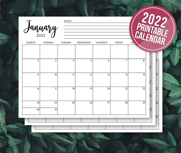 Printable Calendar 2022 Calendar Planner Insert Minimalist | Etsy In regarding Downloaded Calendar With Large Squares