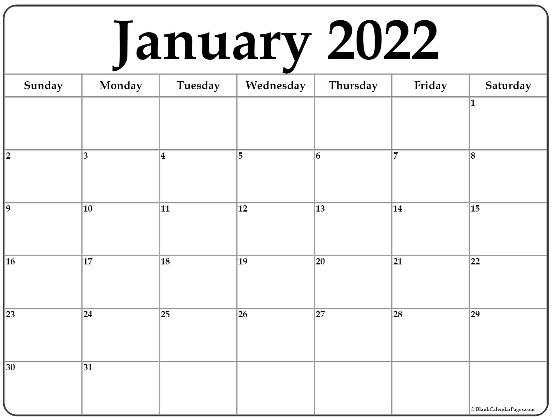 Printable Calendar 2022  Free January 2022 Printable Calendar Template for Free Printable Calendar Quarterly 2022