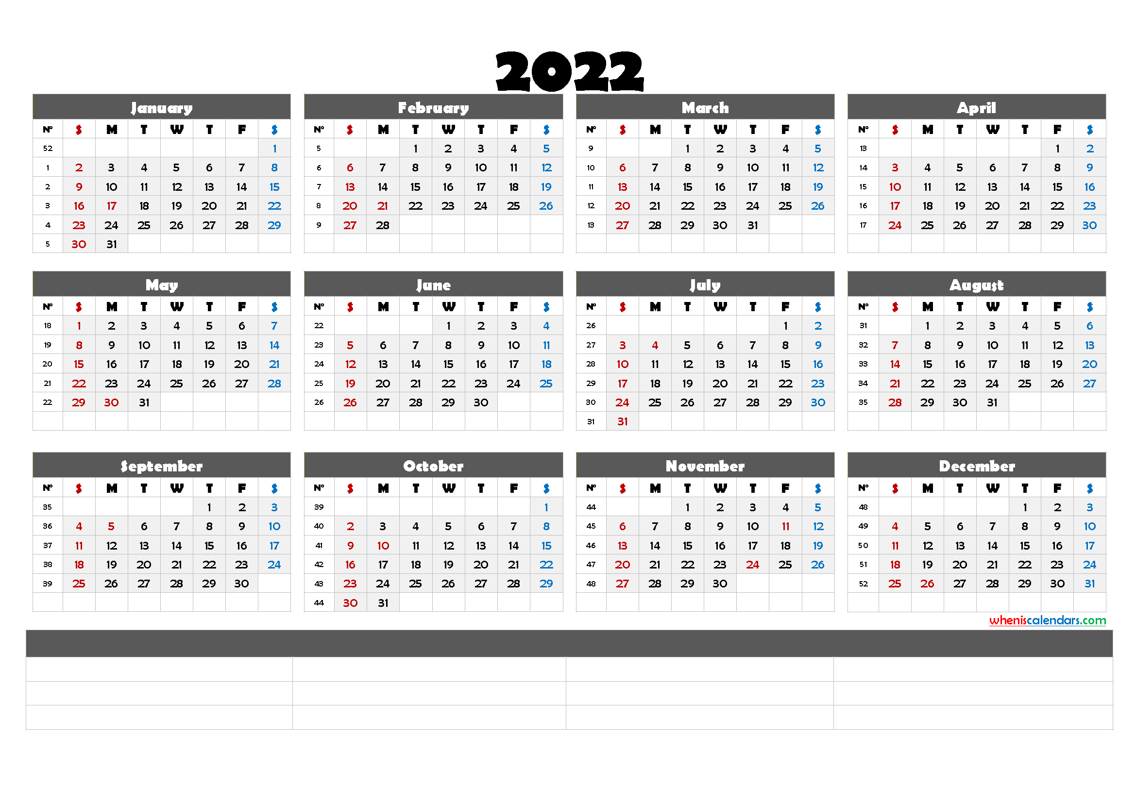 Printable Calendar Templates 2022 (6 Templates) with regard to Calendar By Calendar Week 2022