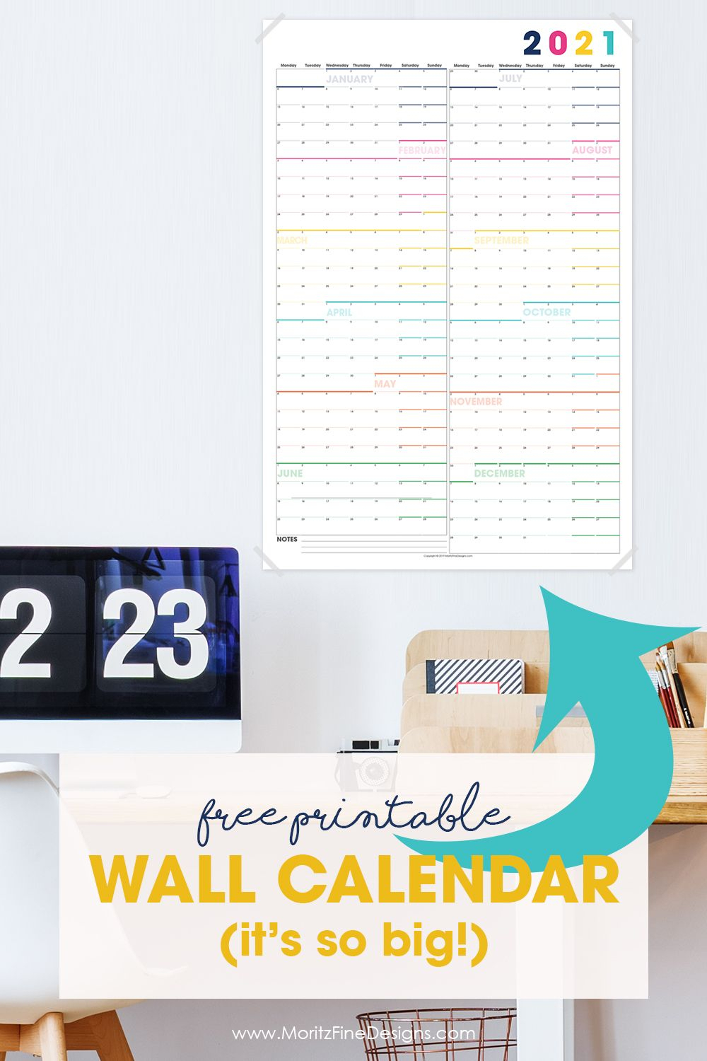 Printable Large Wall Calendar | Instant Free Printable Download regarding Free Large Wall Calendars