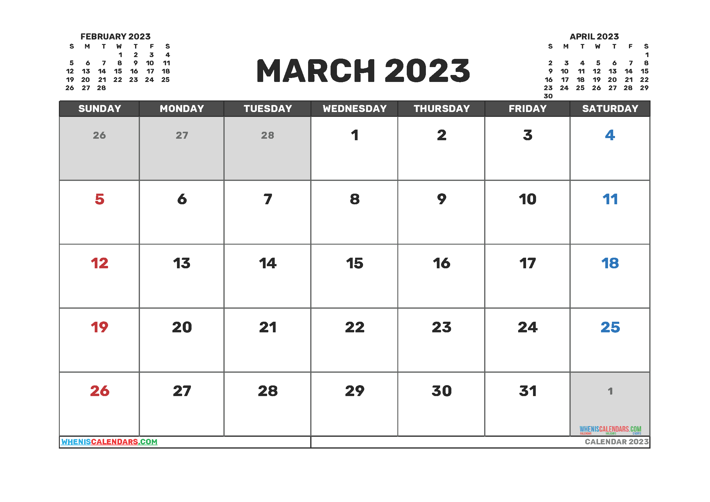 Printable March 2023 Calendar Free  12 Templates  Free Printable 2021 pertaining to March 2023 Calendar Printable