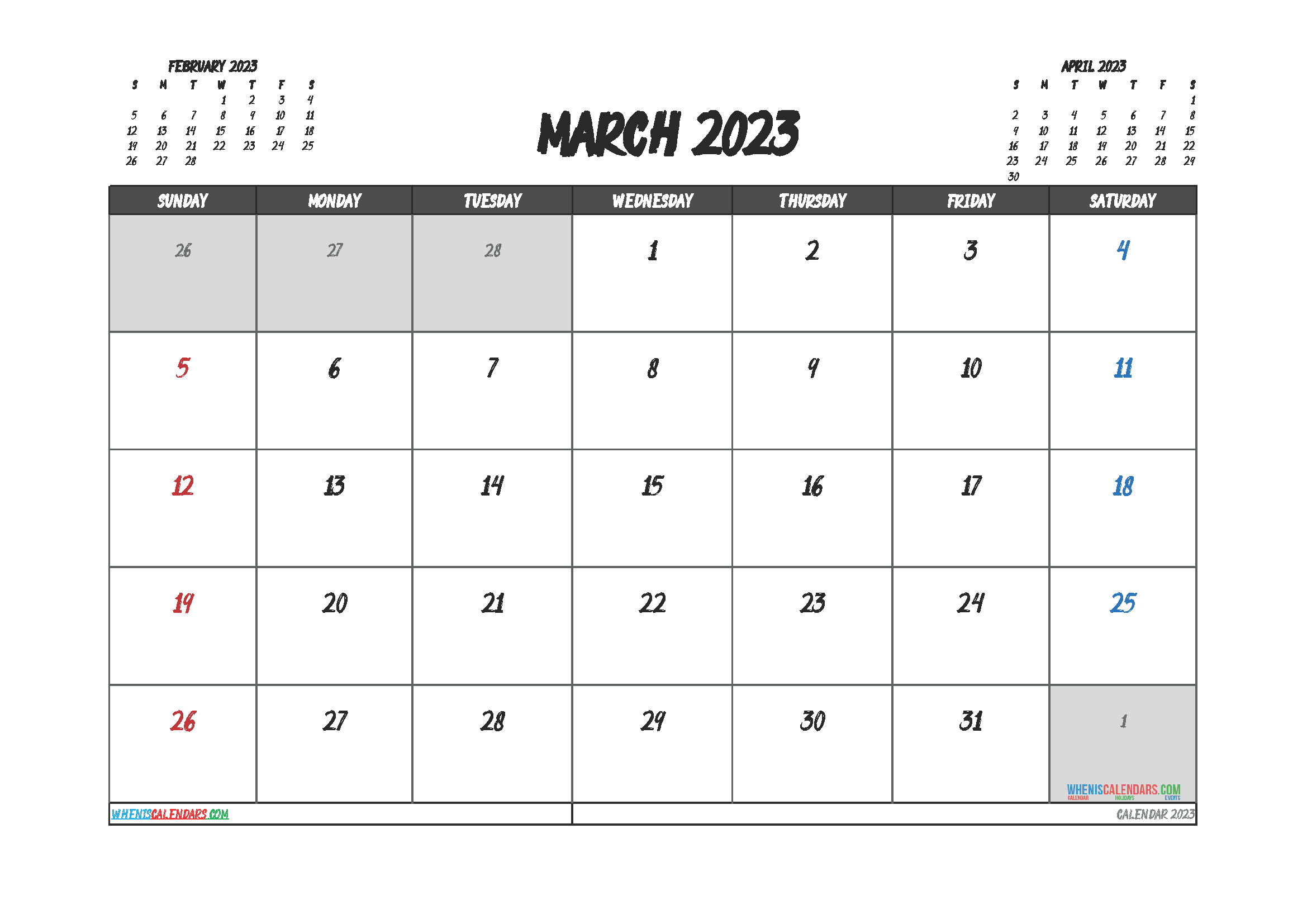 Printable March 2023 Calendar Free  12 Templates  Free Printable 2021 throughout Calendar March 2023 Printable