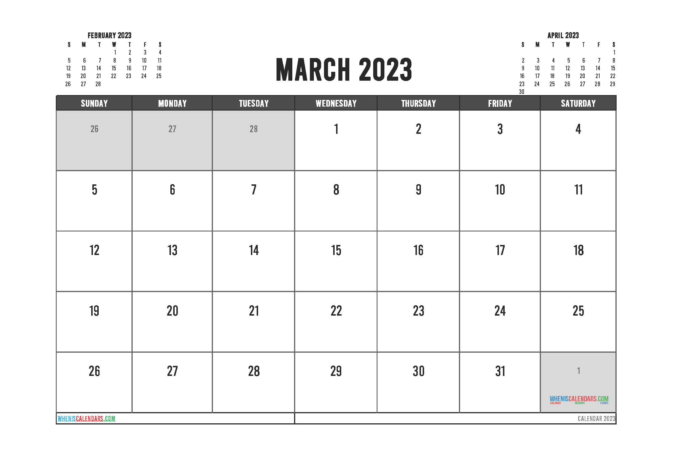 Printable March 2023 Calendar Free 12 Templates intended for March 2023 Calendar Printable Free