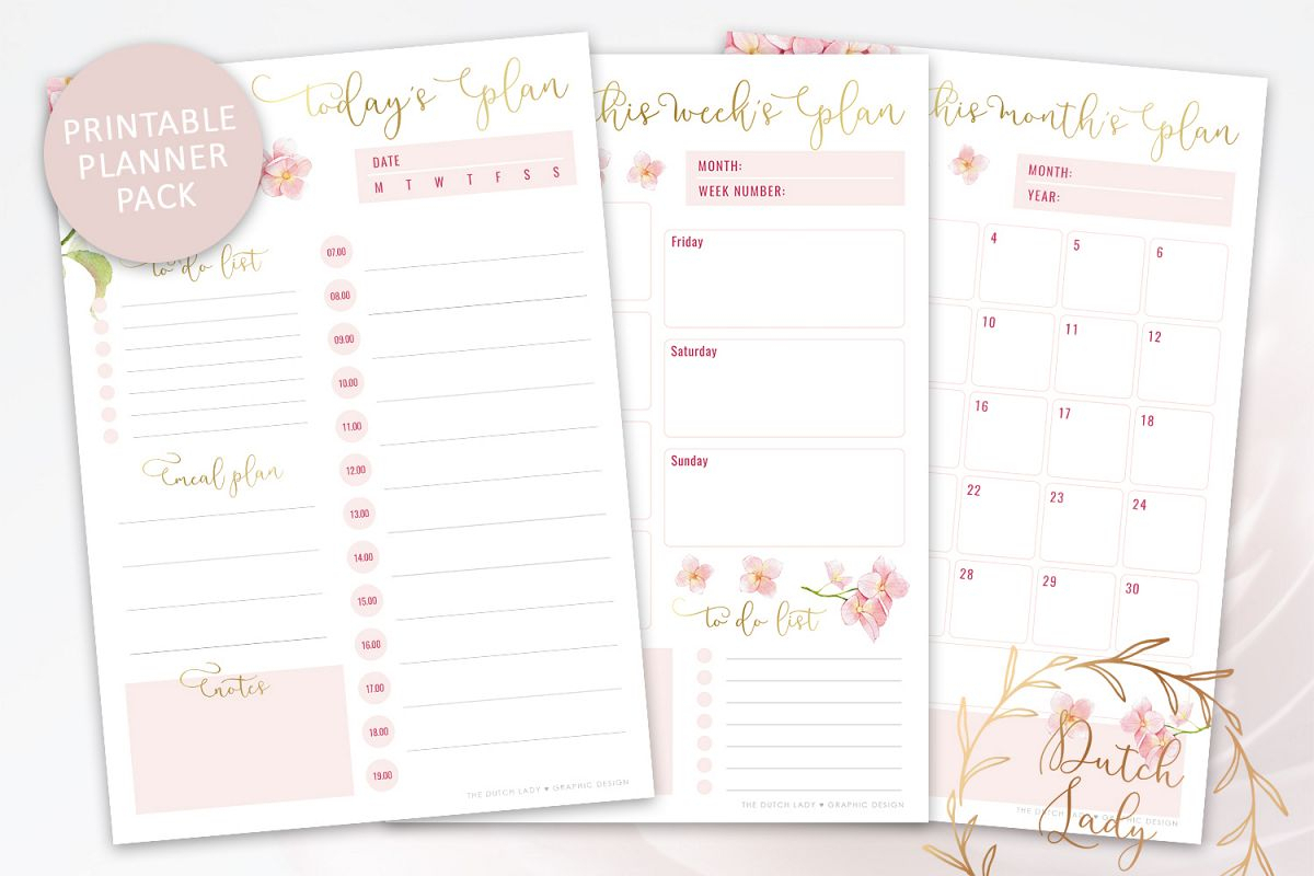 Printable Planner Pack  Day, Week, Month Schedule  Flowers (209306 with Week Days By Month