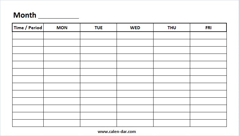 Printable Weekly Calendar Template Mondayfriday With Time Slots within Schedule Mondy To Friday