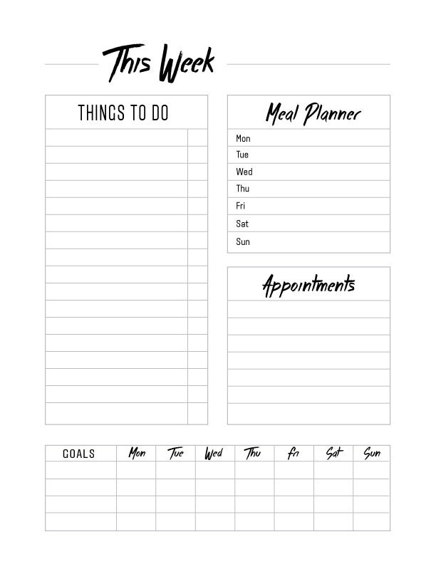 Printable Weekly Planner Pages 8.5 X 11 Digital Download | Etsy inside 8.5” X 11” Page