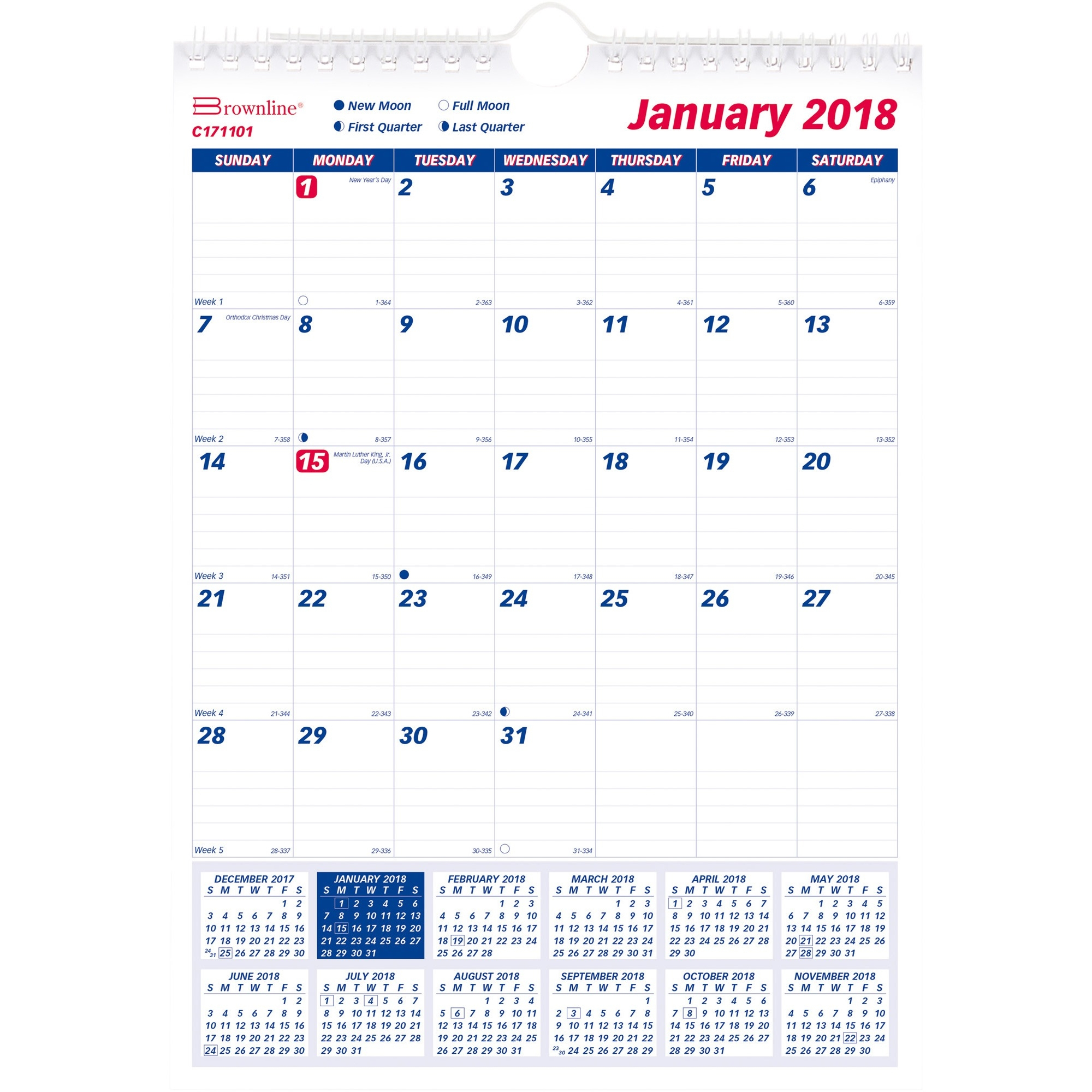 Rediform 1Ppm Lined Block Monthly Wall Calendar (C171101)  Walmart with Printable Calendar With Large Blocks