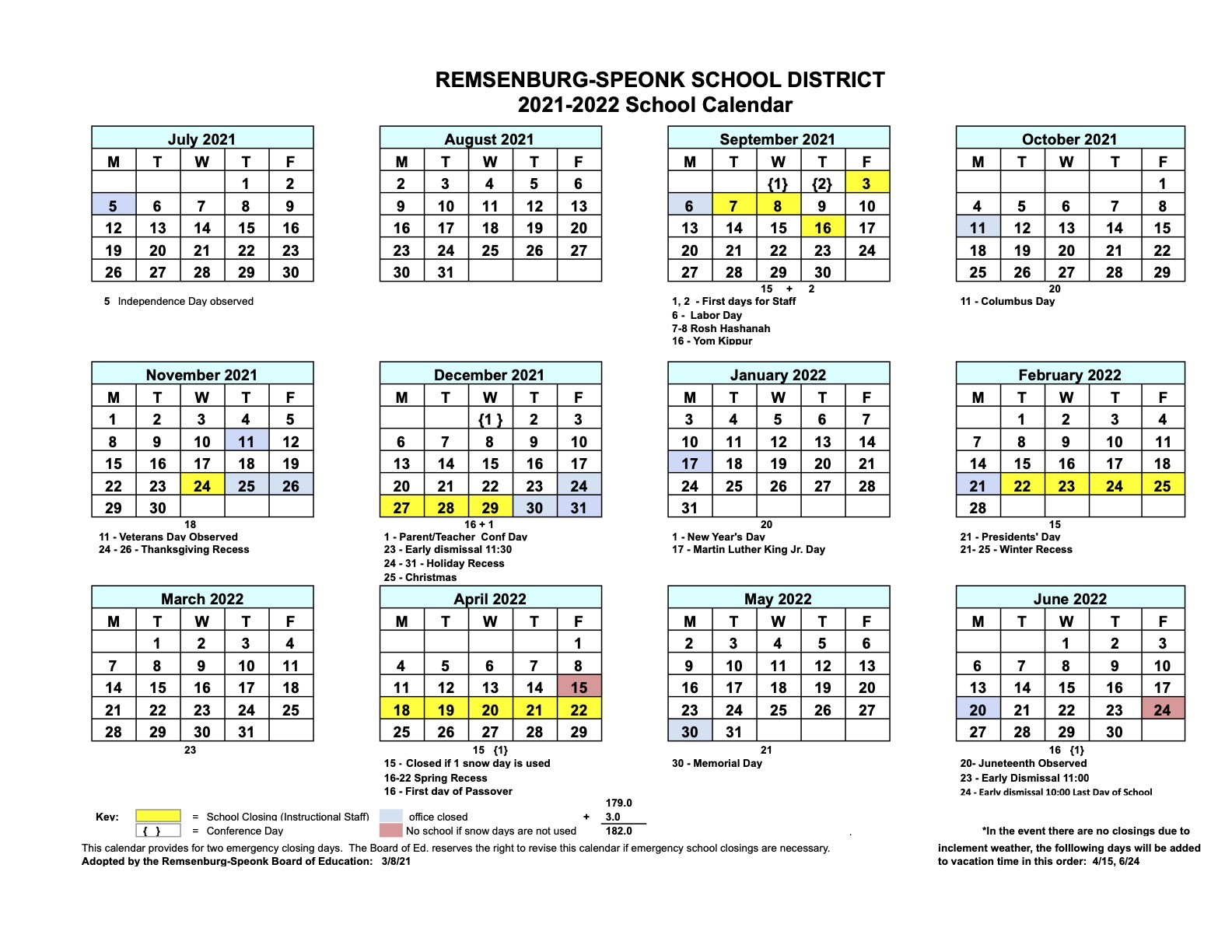 Remsenburgspeonk Union Free School District Calendar 2021 And 2022 with Nyc 2022 2023 School Year Calendar