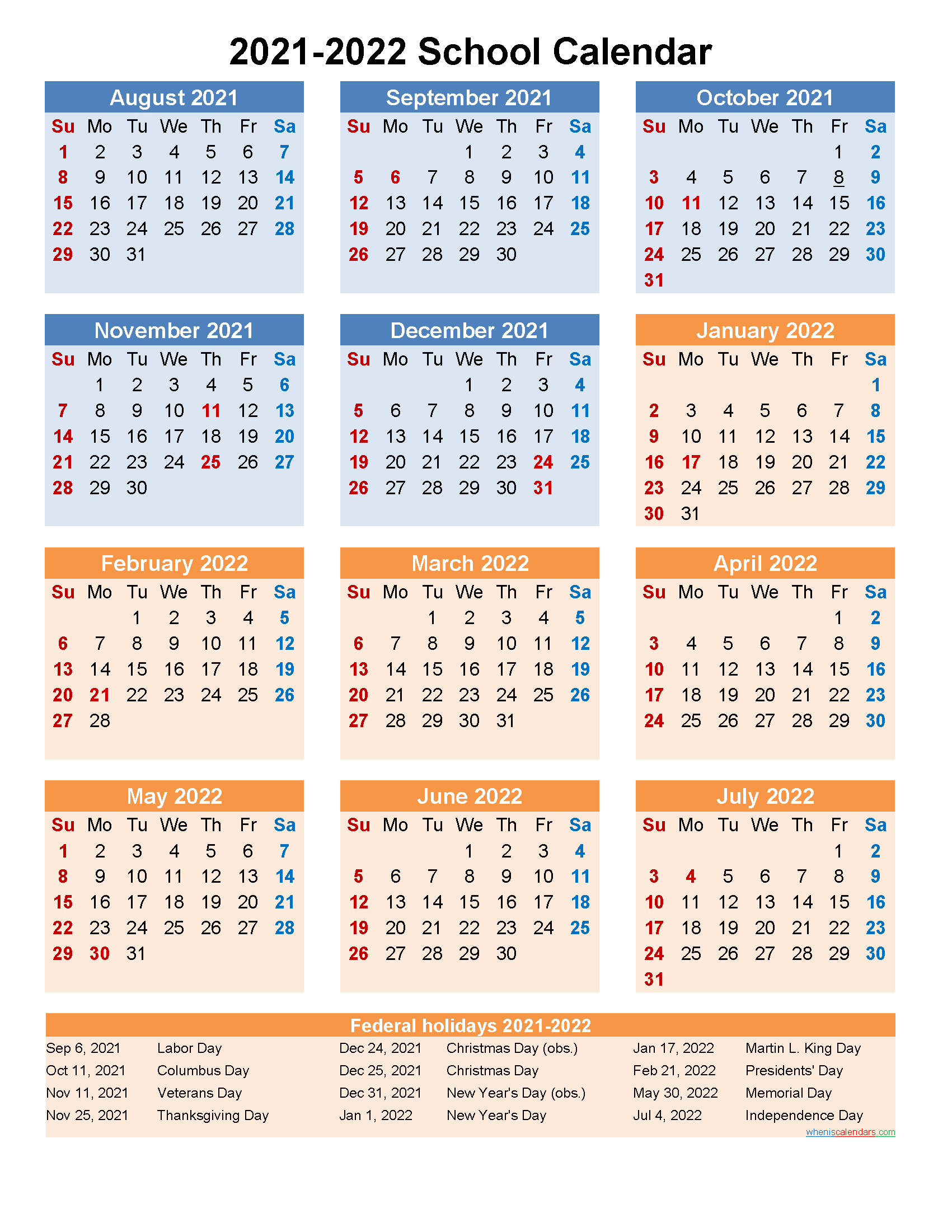 School Calendar 2021 And 2022 Printable (Portrait) Template No.scl22A32 throughout School Calendar 2022 Kzn Pdf