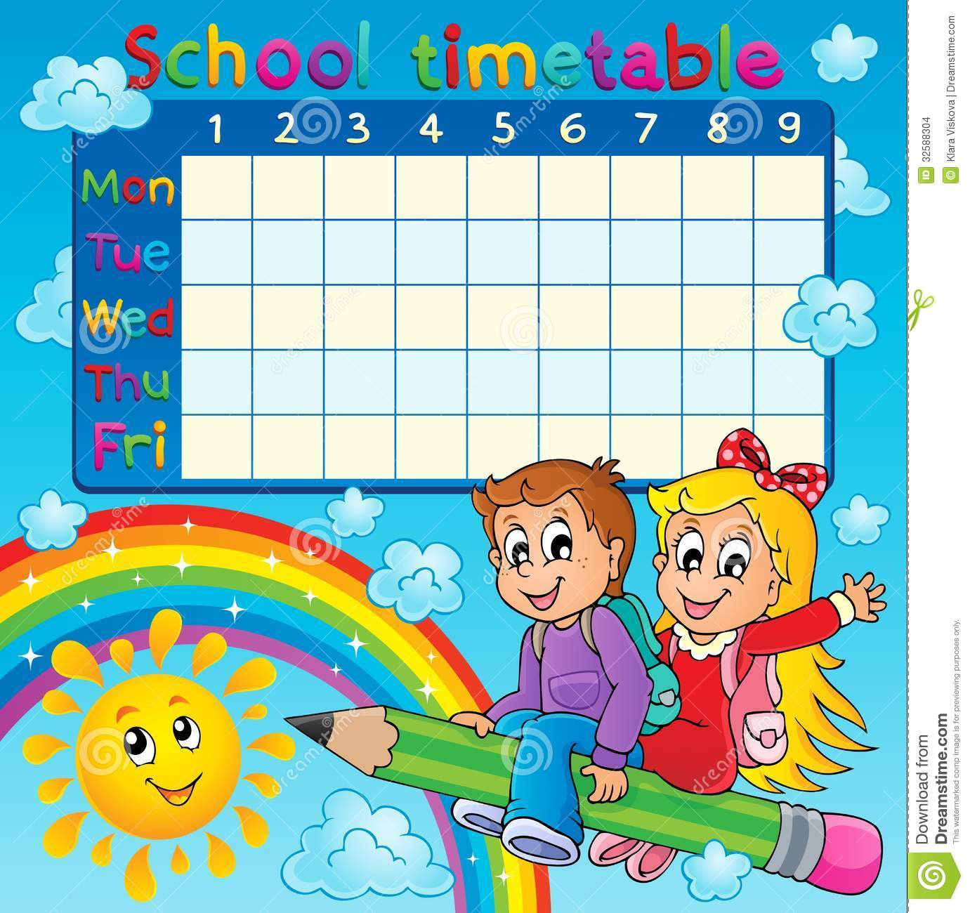 School Timetable Thematic Image 2 Stock Vector  Illustration Of Chart with regard to School Day Are From Monday To Friday