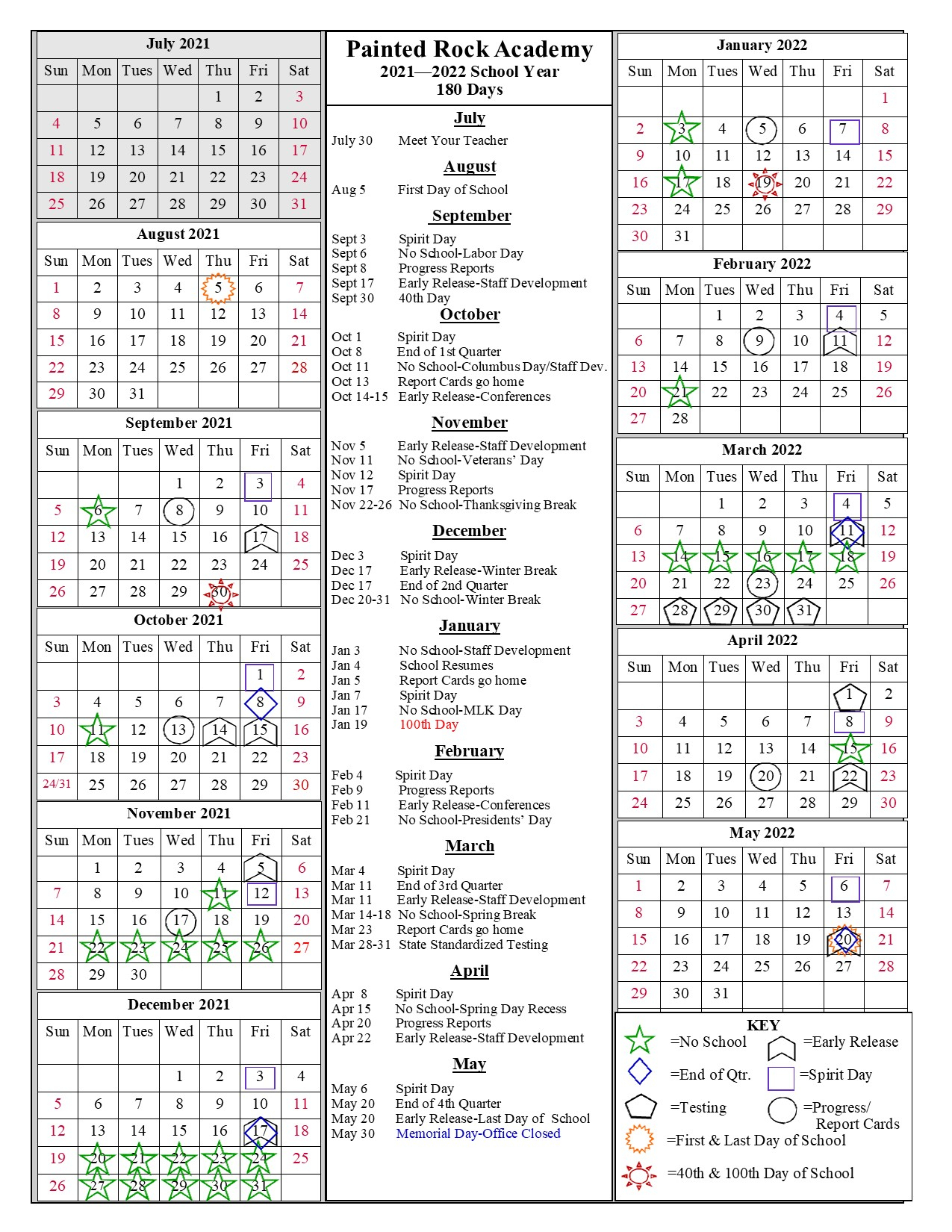 School Year Calendar 20212022 | Painted Rock Academy regarding School Calendar 2022 Kzn Pdf