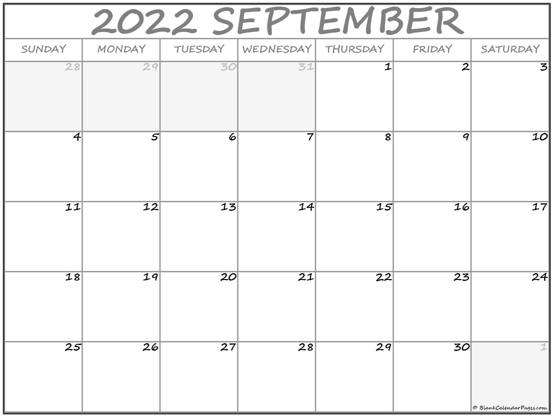 September 2022 Calendar | Free Printable Calendar Templates throughout Calendar September 2022 To August 2022