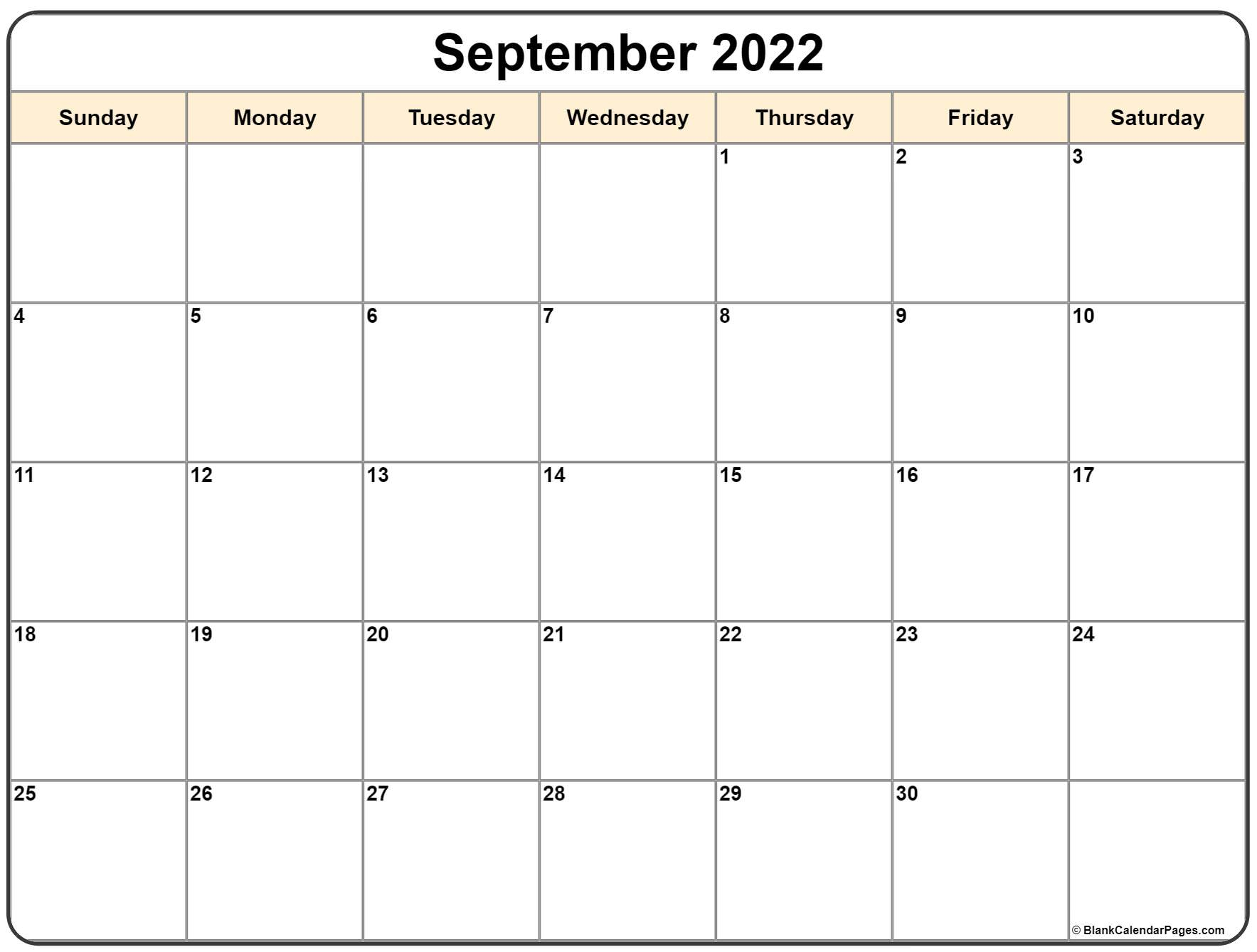 September 2022 Calendar | Free Printable Monthly Calendars with Calendar September 2022 To August 2022