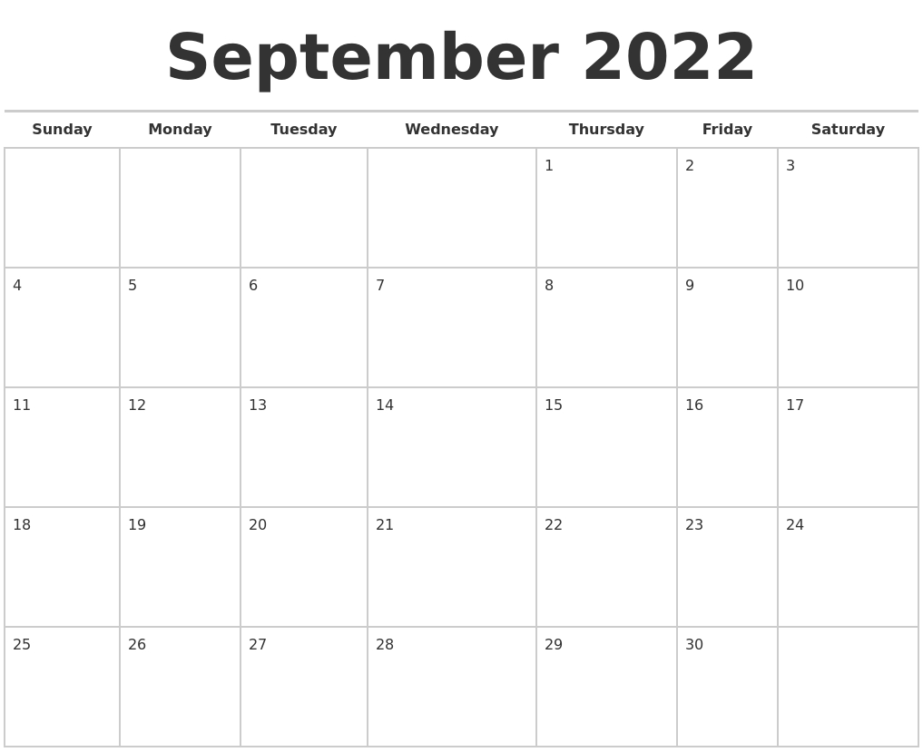 September 2022 Calendars Free pertaining to Calendar September 2022 To August 2022