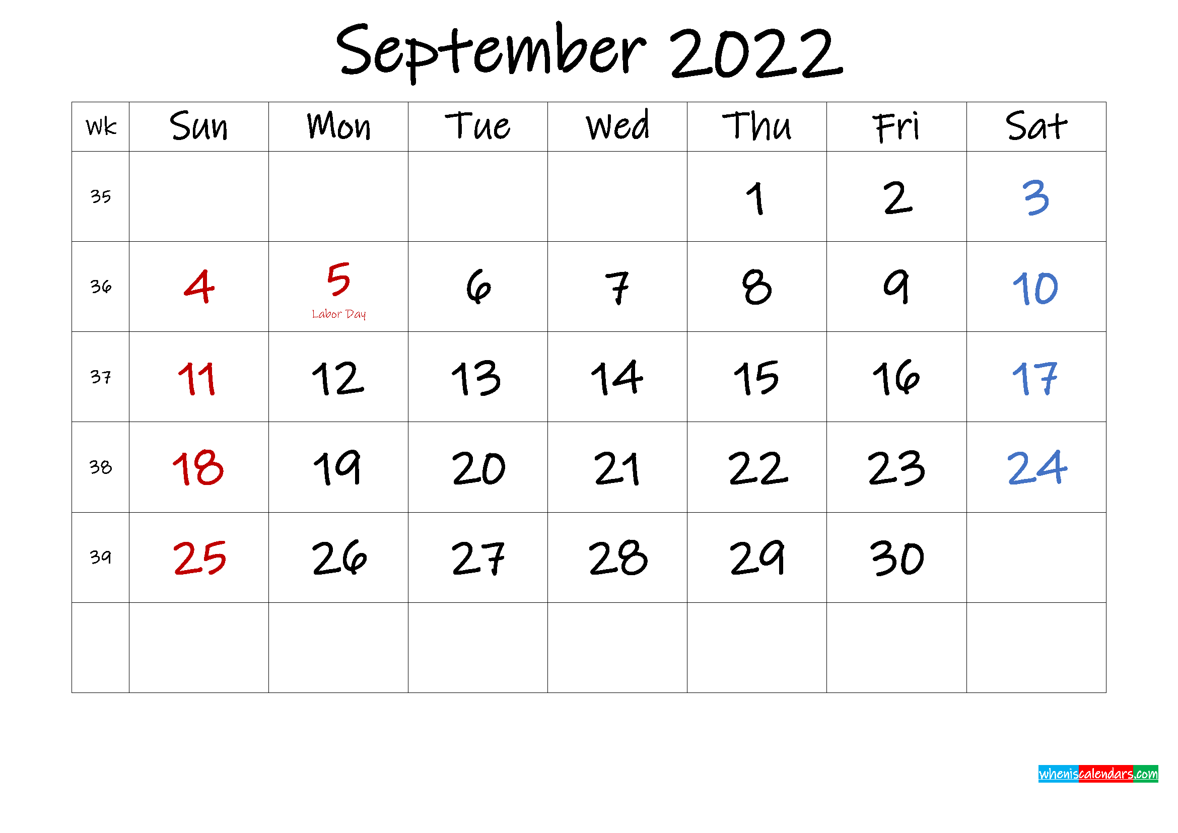 September 2022 Free Printable Calendar With Holidays  Template No with Calendar September 2022 To August 2022