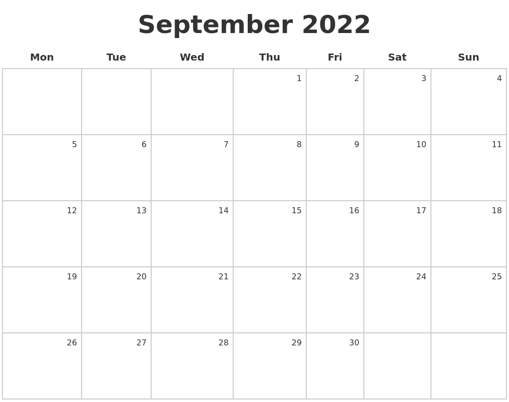 September 2022 Make A Calendar with Calendar September 2022 To August 2022