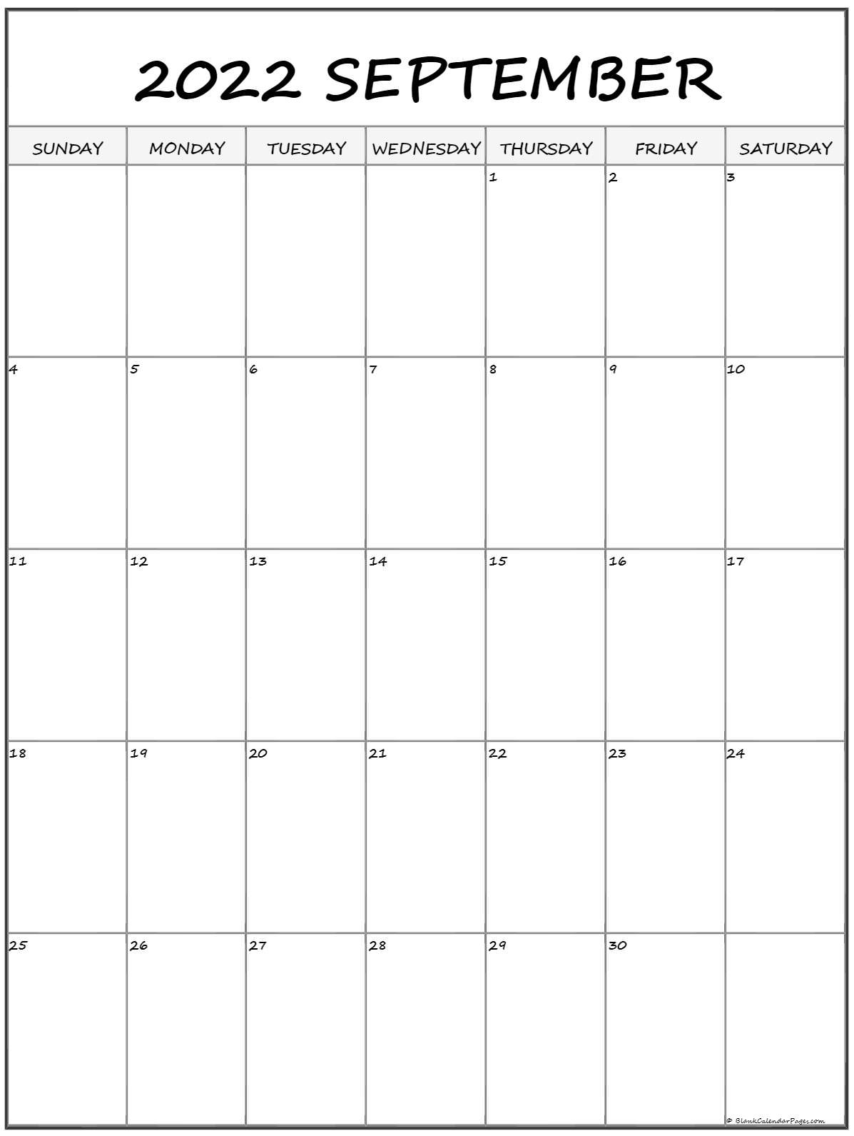 September 2022 Vertical Calendar | Portrait with regard to Free Printable Calendar 2022 Vertical