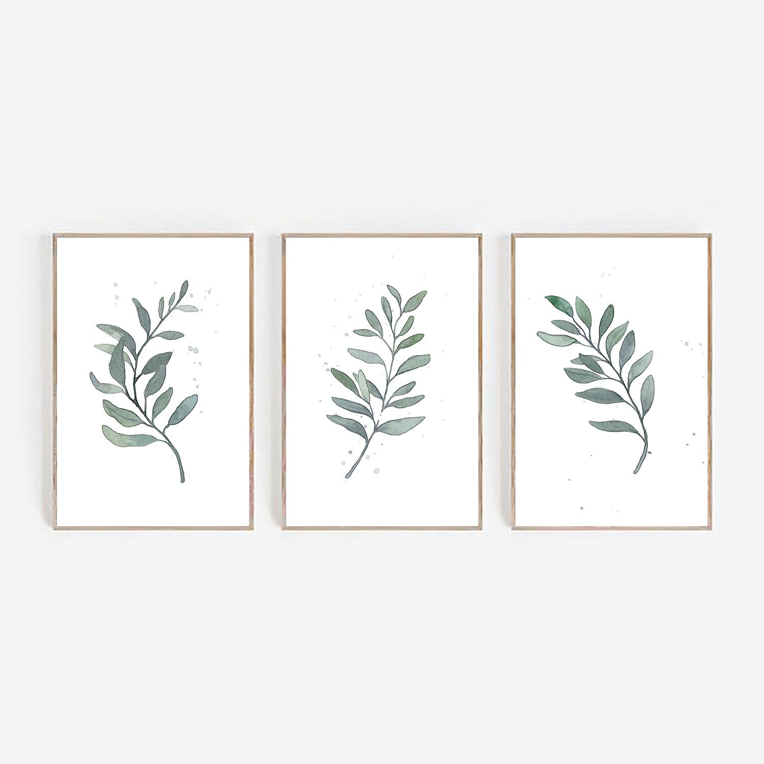 Set Of 3 Botanical Prints, Botanical Wall Art, Greenery, Leaves Print within High Quality Botanical Prints