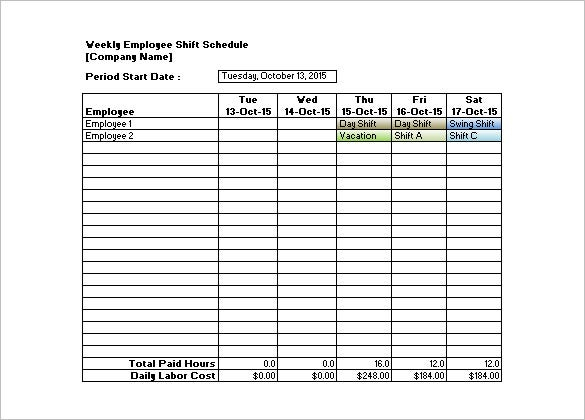 Shift Schedule Template  20+ Free Sample, Example Format Download in Rotating Shift Calendar Generator