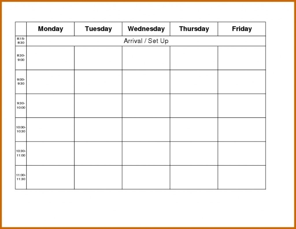 Template For Monday To Friday | Calendar Template Printable within Monday Thru Friday Calendar Template