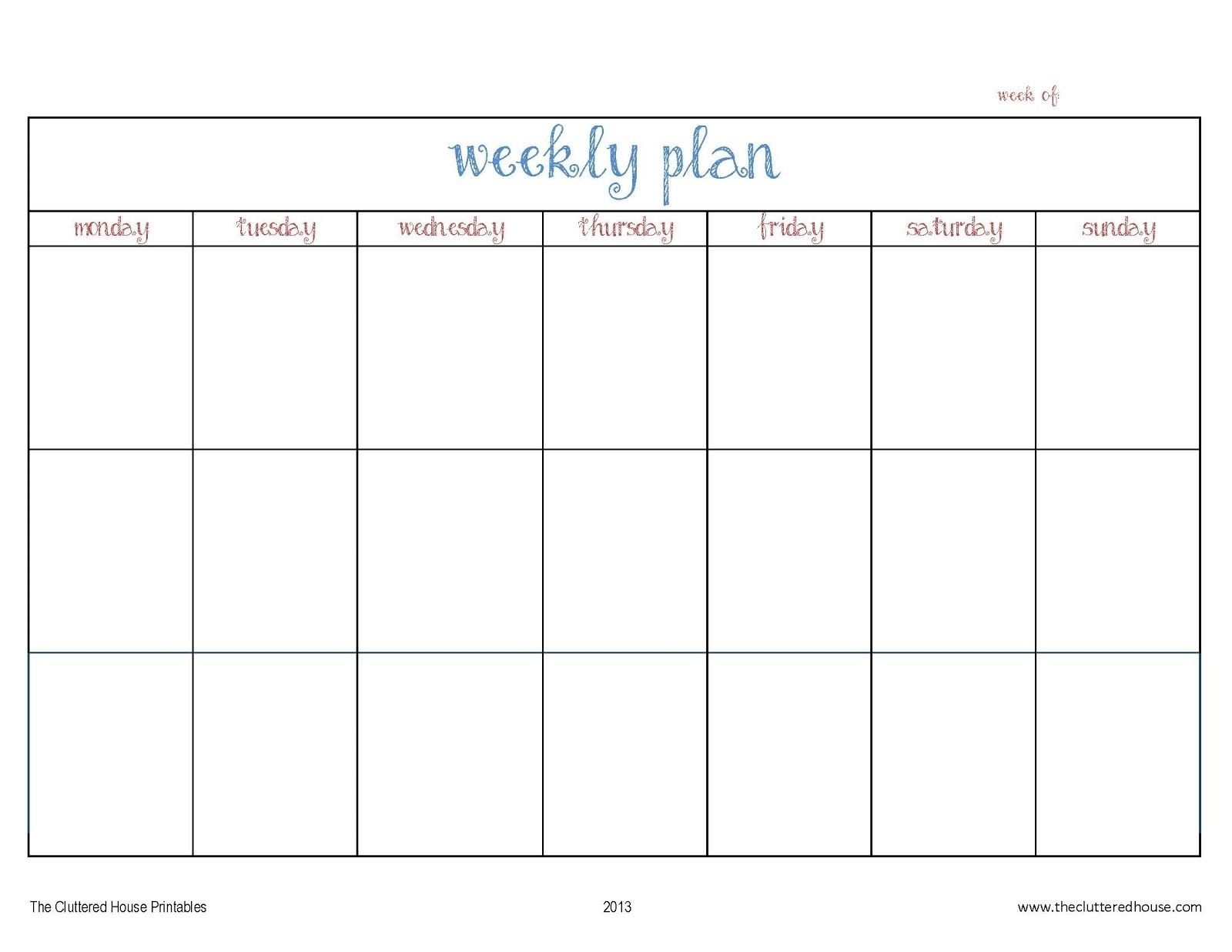 The Monday Through Friday Printable | Get Your Calendar Printable for Monday To Friday Schedule