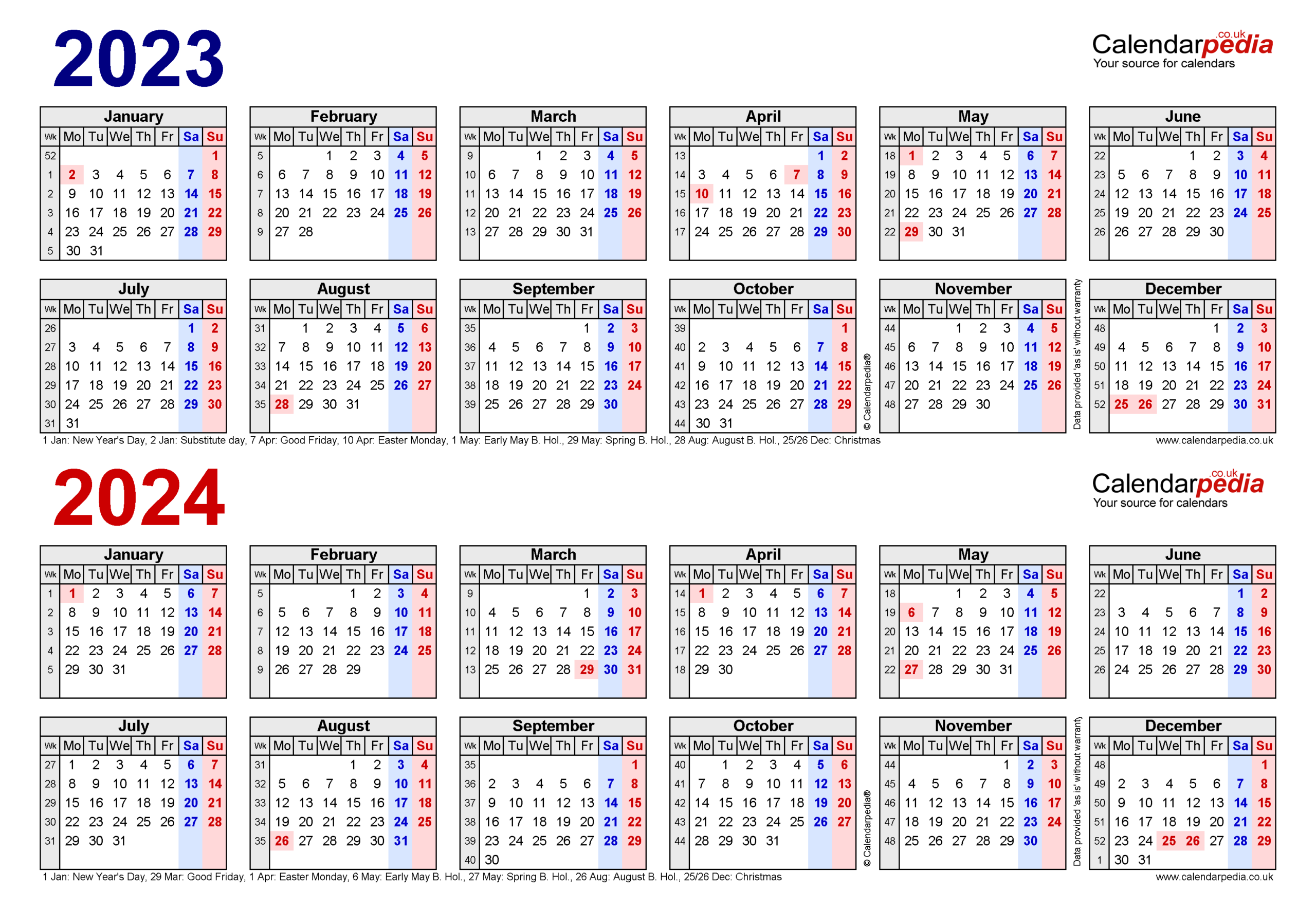 Two Year Calendars For 2023 &amp; 2024 (Uk) For Pdf inside Free Calendar Pdf States United