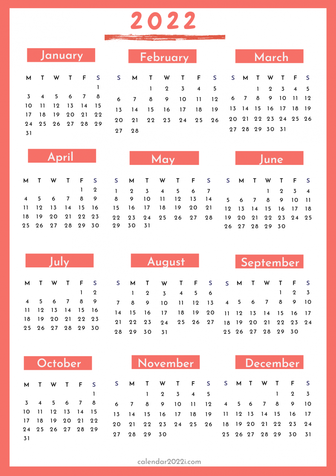 Vertical 2022 Printable Calendar | Calendar 2022 within Free Printable Calendar 2022 Vertical