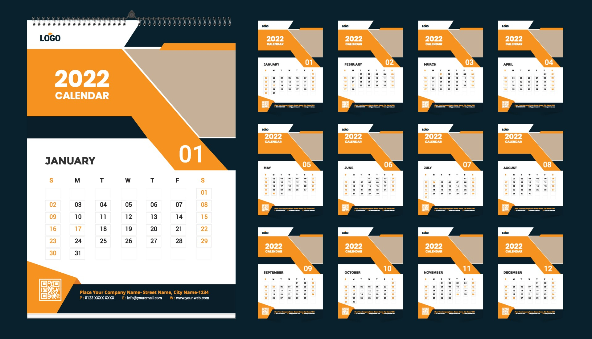 Wall Calendar 2022 Template Design Idea, Calendar 2022 2759738 Vector with regard to Time And Date Calendar 2022