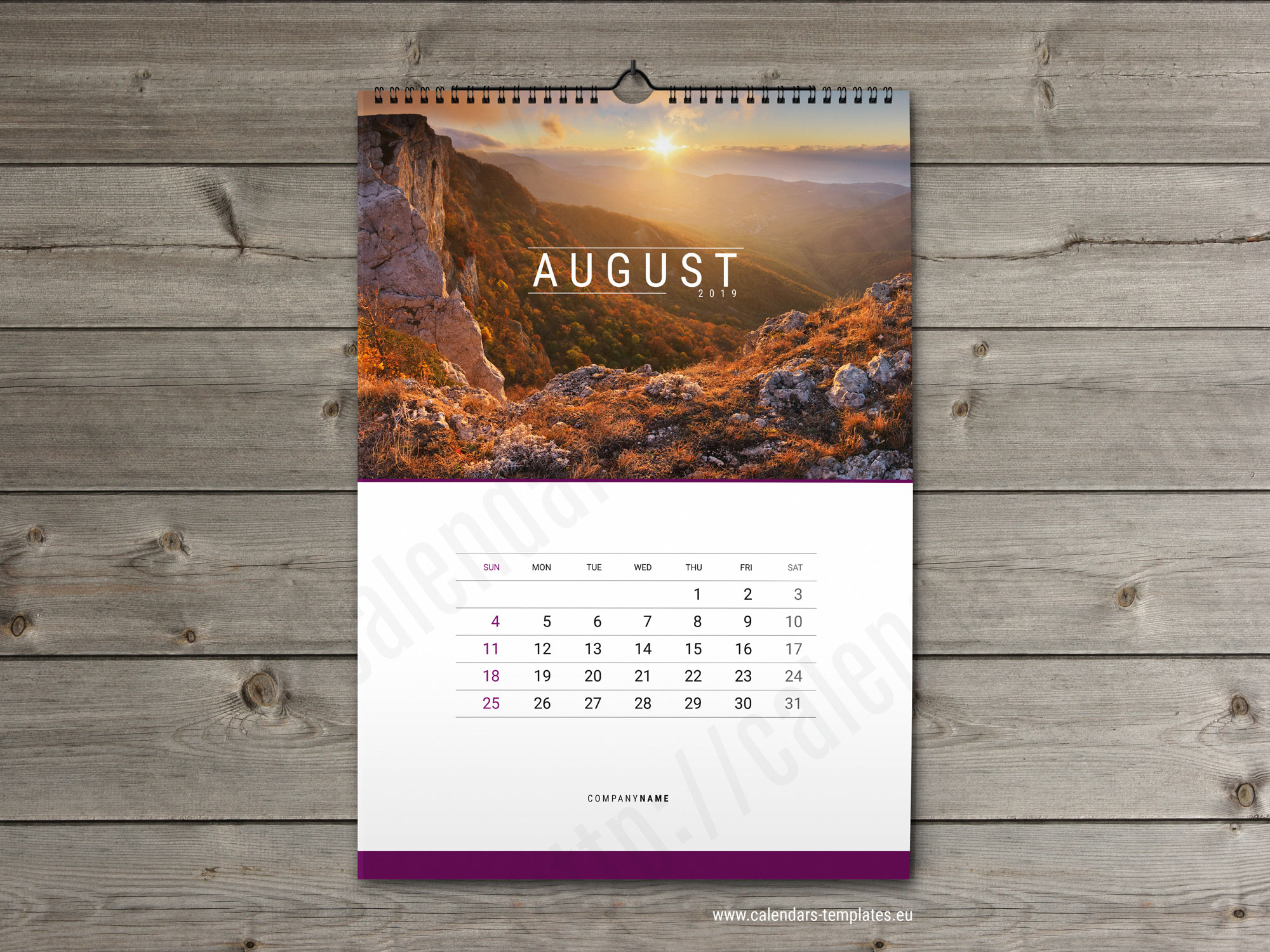 Wall Calendar Template 2019. Yearly &amp; Monthly Wall Calendar. with Free Yearly Planner Wall Calendar