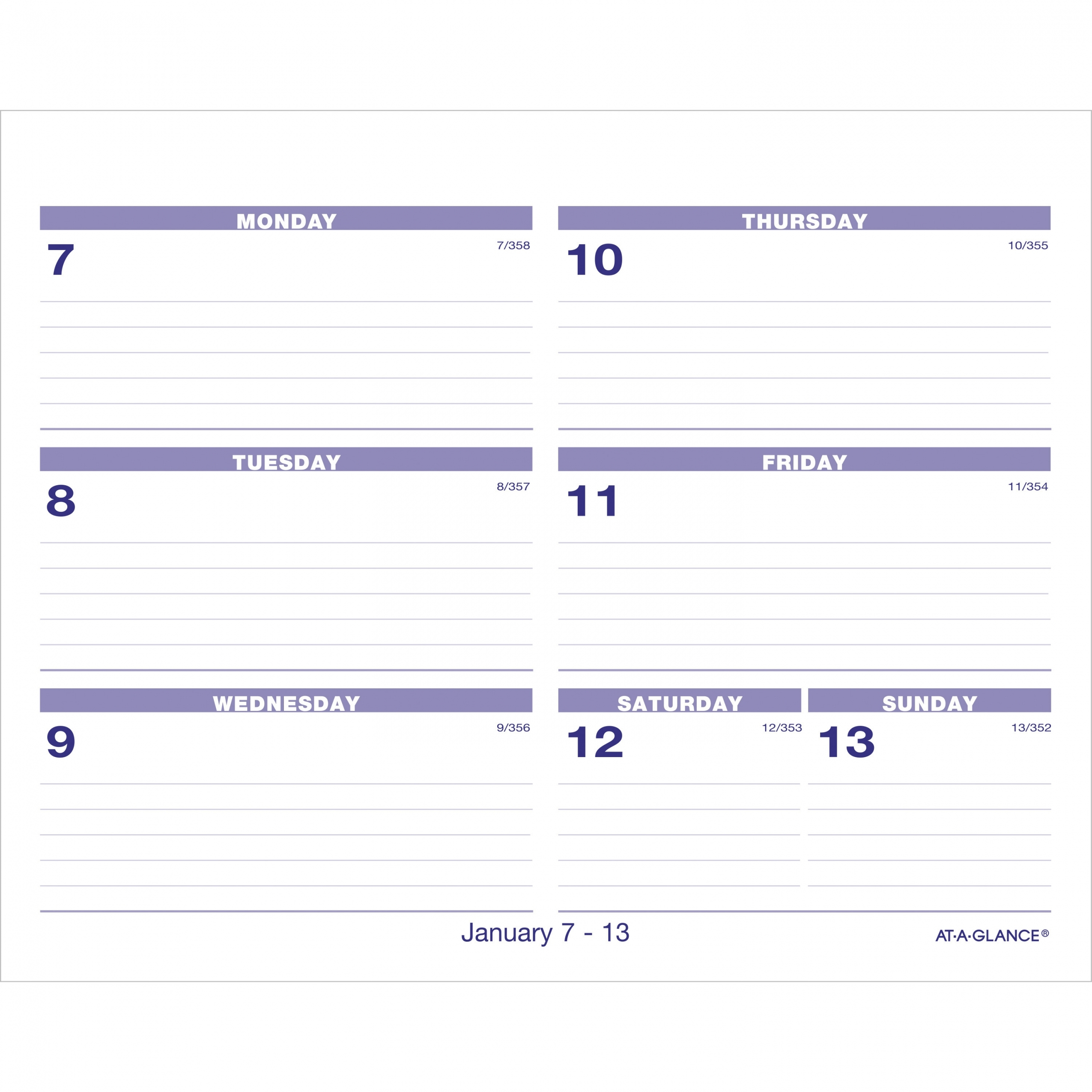 Week At A Glance Template | Free Letter Templates with At A Glance Calendars