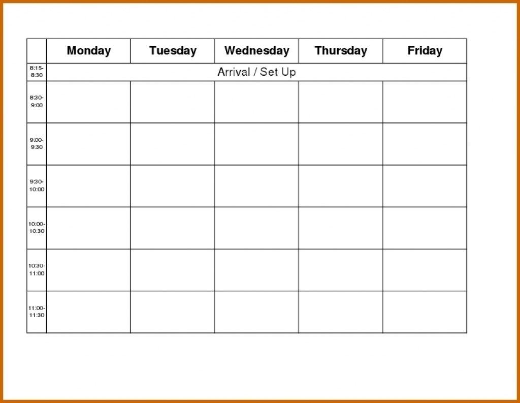 Weekly Calendar Template Monday To Friday | Example Calendar Printable for Monday To Friday Template