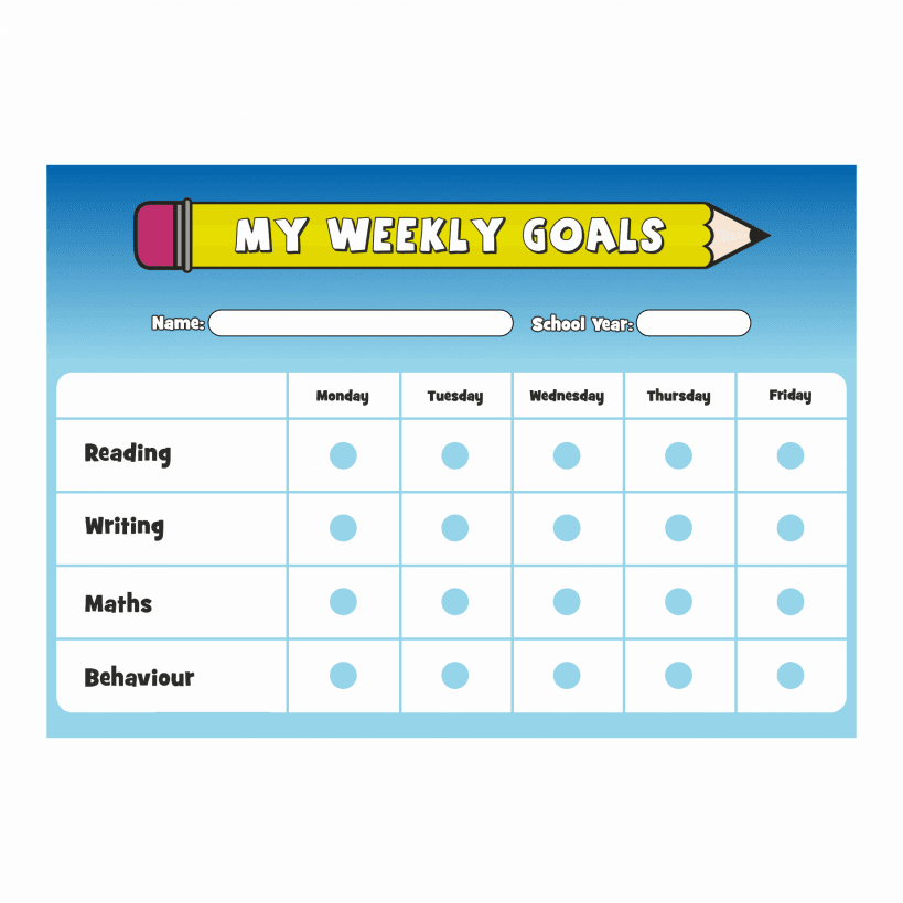 Weekly Goals A4 Reward Chart pertaining to Monday To Friday Schedule Chart
