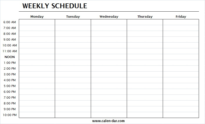 Weekly Schedule Template Monday Friday With Times | One Week Planner with regard to Schedule Mondy To Friday