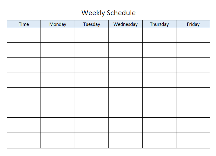 Weeklyscheduletemplate589 | Class Schedule Template, Weekly Schedule for Hours Are From Monday To Friday