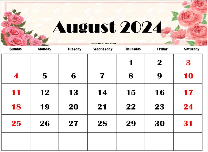 August 2024 Calendar Printable