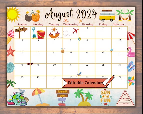 Example of a Family Calendar august 2024