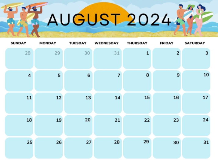 Printable August 2024 Calendars free download