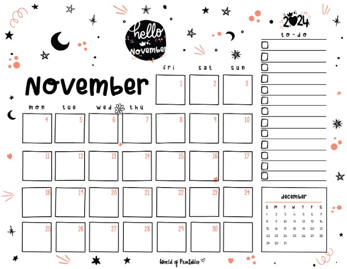 November 2024 calendar Cute