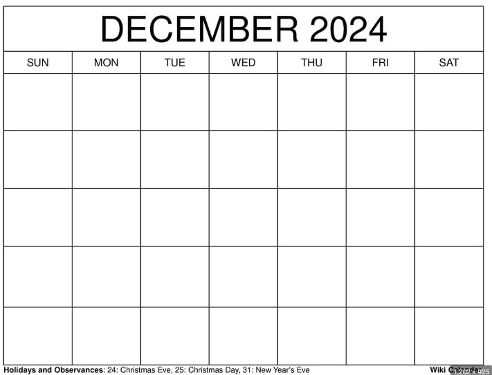 Printable December 2024 Calendar Templates With Holidays