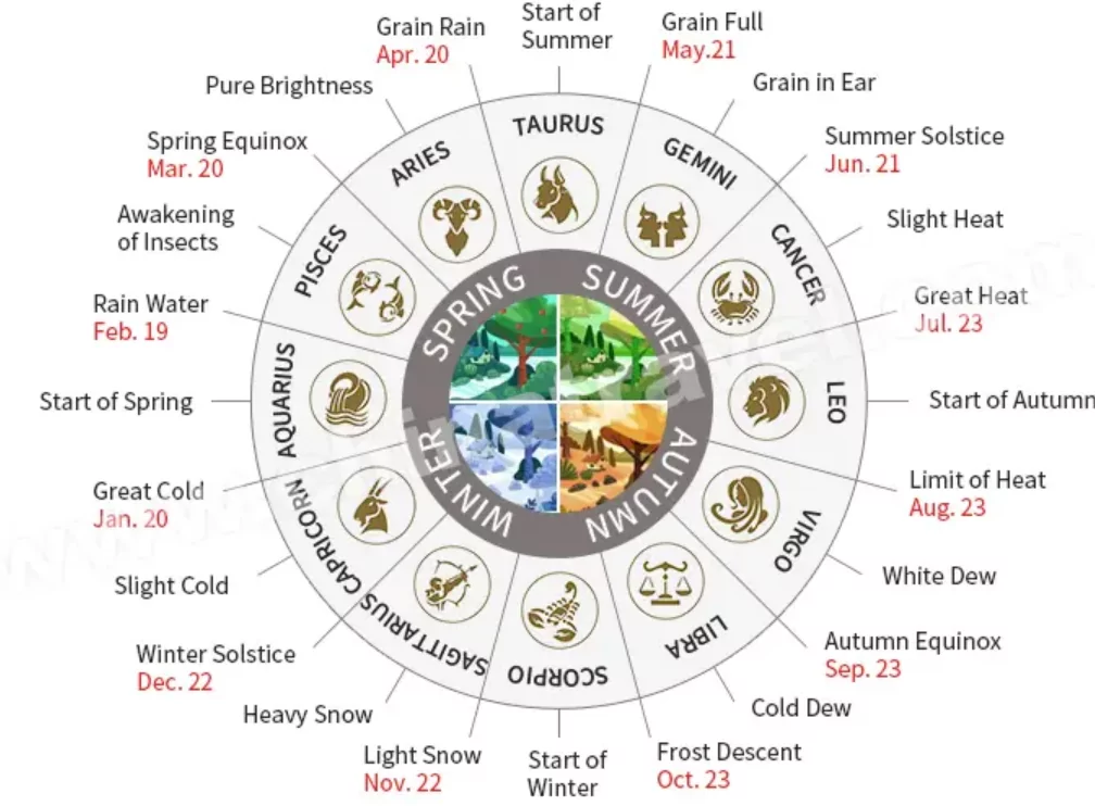 Lunar and solar cycle diagram on calendar