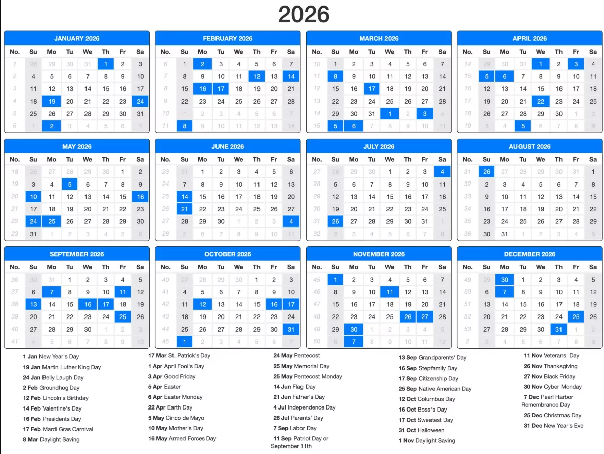 Printable monthly 2026 calendar with France holidays