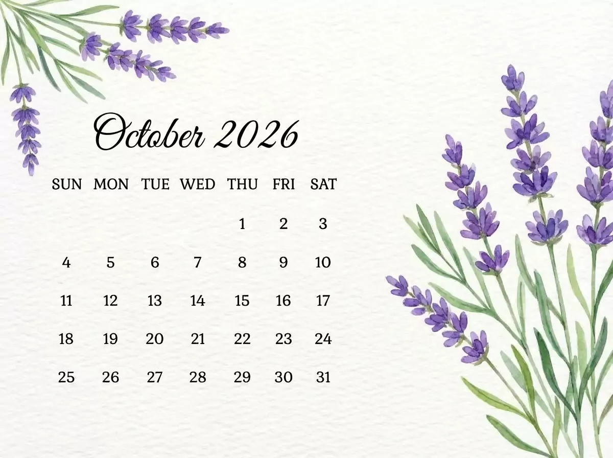 october 2026 printable aesthetic calendar