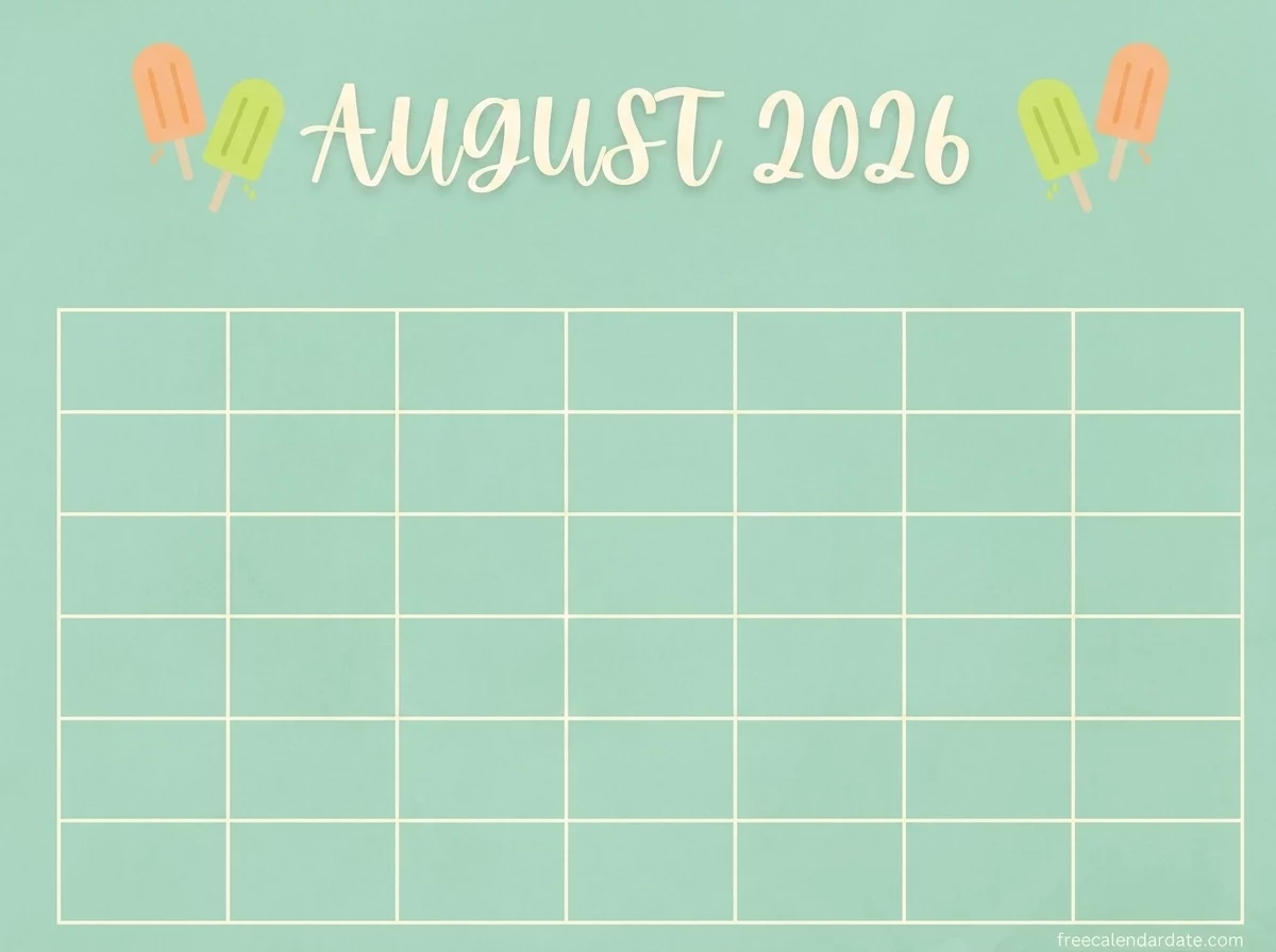 August 2026 minimalist monthly planner