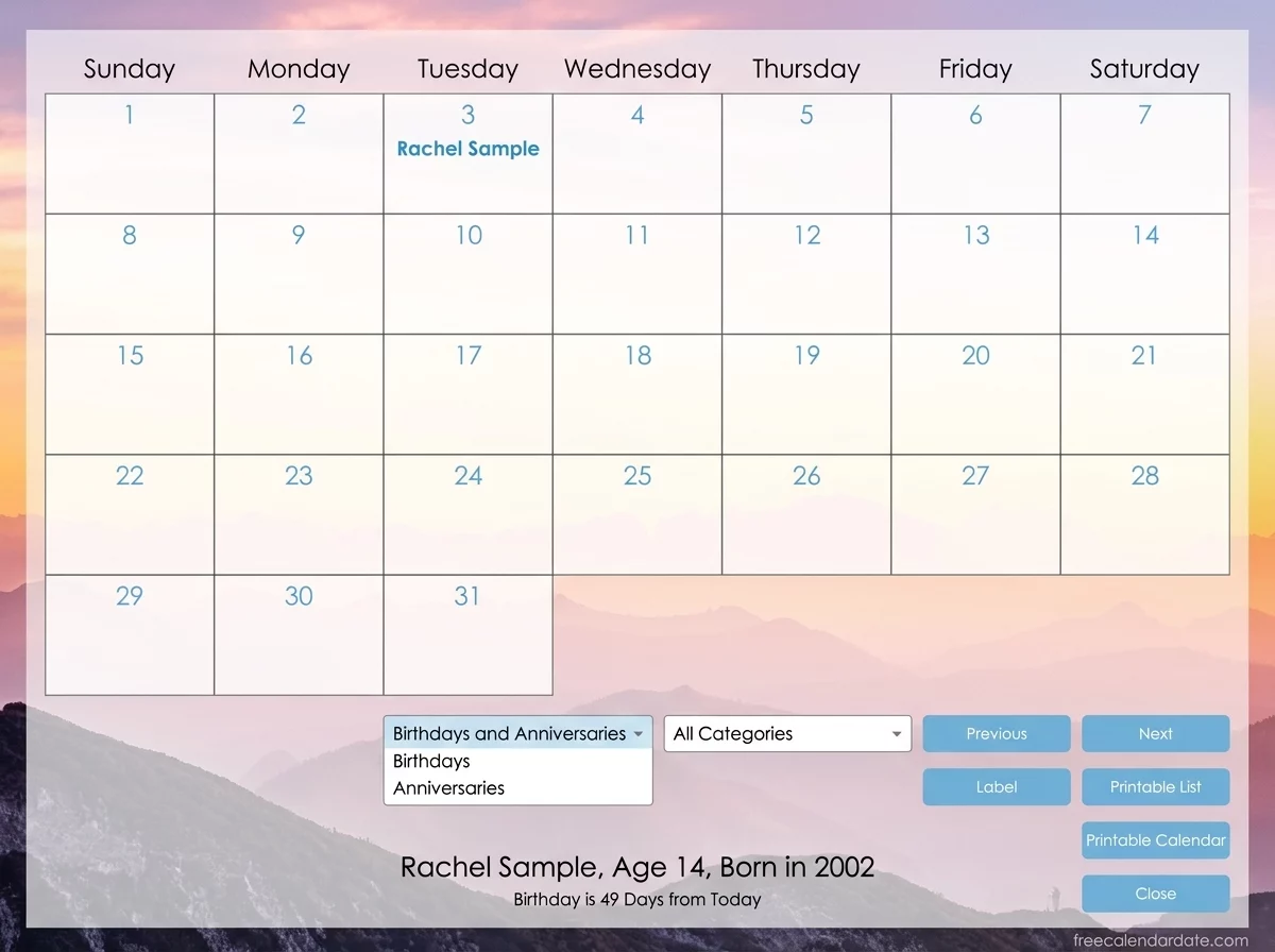 birthday reminder calendar automation system