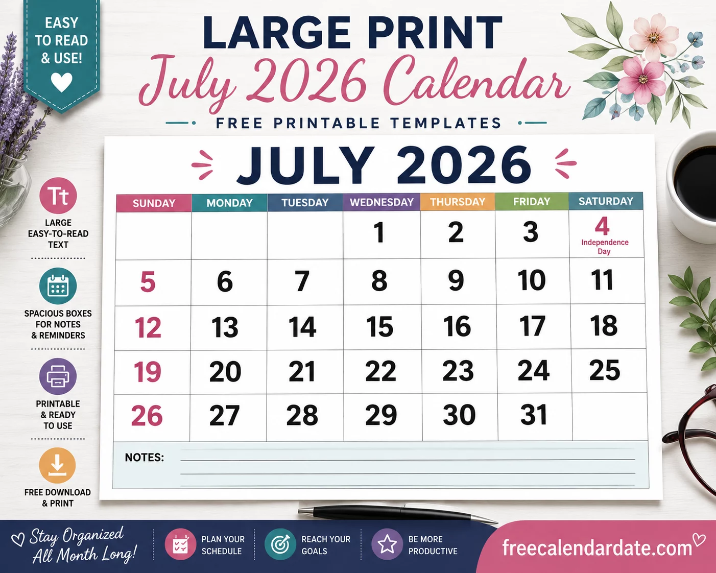 free printable july 2026 calendar